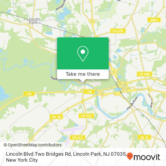 Mapa de Lincoln Blvd Two Bridges Rd, Lincoln Park, NJ 07035