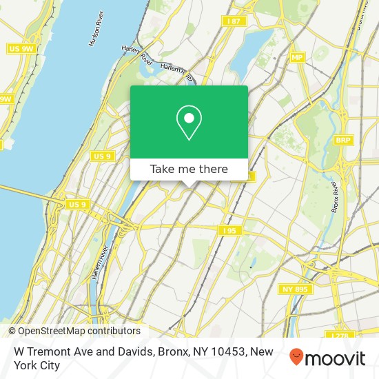 W Tremont Ave and Davids, Bronx, NY 10453 map