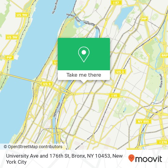 Mapa de University Ave and 176th St, Bronx, NY 10453