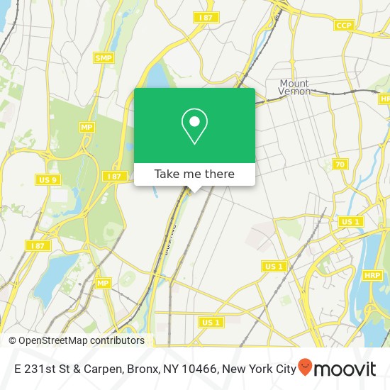 Mapa de E 231st St & Carpen, Bronx, NY 10466