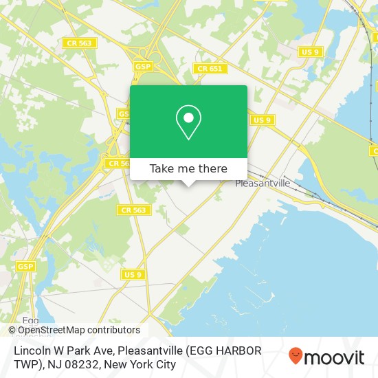 Mapa de Lincoln W Park Ave, Pleasantville (EGG HARBOR TWP), NJ 08232