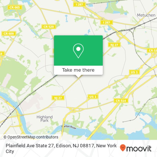 Plainfield Ave State 27, Edison, NJ 08817 map