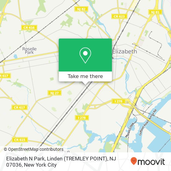 Elizabeth N Park, Linden (TREMLEY POINT), NJ 07036 map