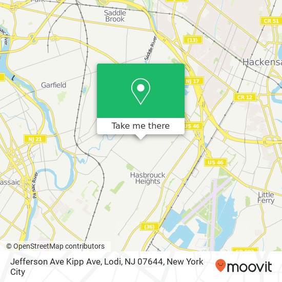 Mapa de Jefferson Ave Kipp Ave, Lodi, NJ 07644