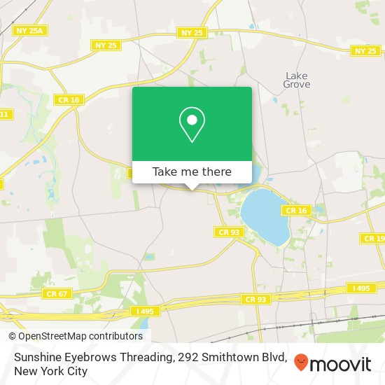 Mapa de Sunshine Eyebrows Threading, 292 Smithtown Blvd