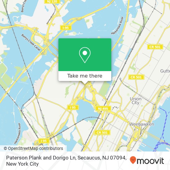 Mapa de Paterson Plank and Dorigo Ln, Secaucus, NJ 07094