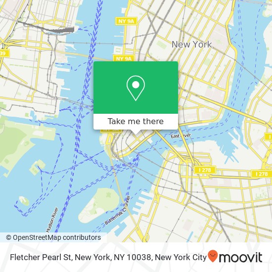 Mapa de Fletcher Pearl St, New York, NY 10038