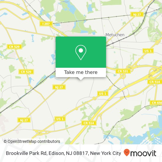 Brookville Park Rd, Edison, NJ 08817 map