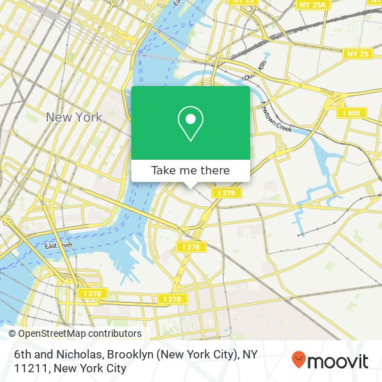 Mapa de 6th and Nicholas, Brooklyn (New York City), NY 11211