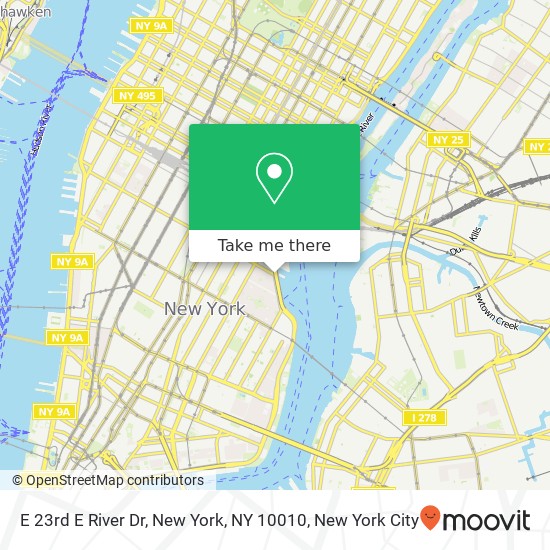 Mapa de E 23rd E River Dr, New York, NY 10010