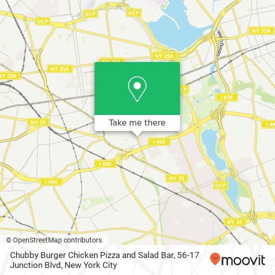 Mapa de Chubby Burger Chicken Pizza and Salad Bar, 56-17 Junction Blvd
