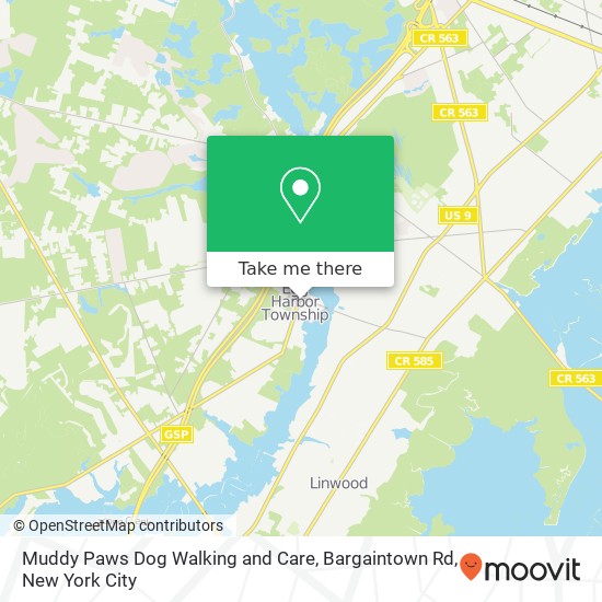 Mapa de Muddy Paws Dog Walking and Care, Bargaintown Rd