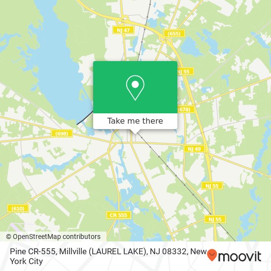 Mapa de Pine CR-555, Millville (LAUREL LAKE), NJ 08332