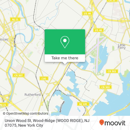 Mapa de Union Wood St, Wood-Ridge (WOOD RIDGE), NJ 07075