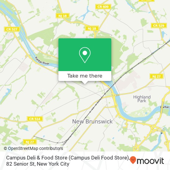 Mapa de Campus Deli & Food Store (Campus Deli Food Store), 82 Senior St