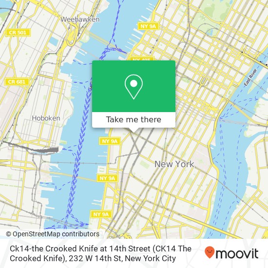 Mapa de Ck14-the Crooked Knife at 14th Street (CK14 The Crooked Knife), 232 W 14th St