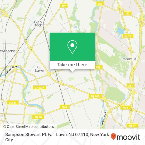 Mapa de Sampson Stewart Pl, Fair Lawn, NJ 07410