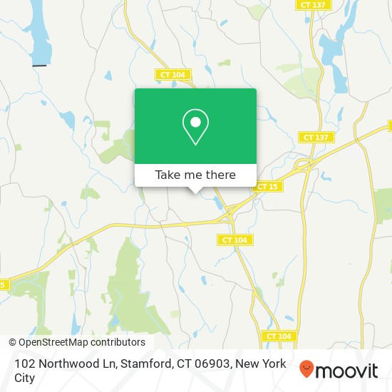 Mapa de 102 Northwood Ln, Stamford, CT 06903