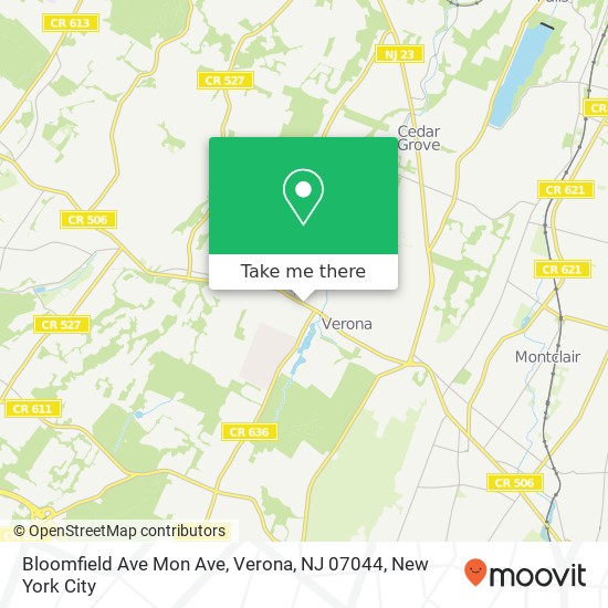 Mapa de Bloomfield Ave Mon Ave, Verona, NJ 07044