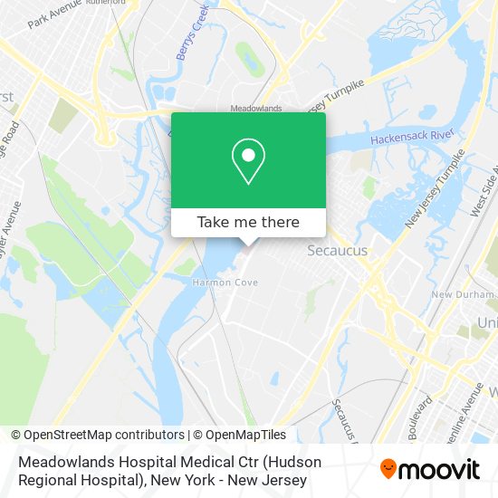 Meadowlands Hospital Medical Ctr (Hudson Regional Hospital) map