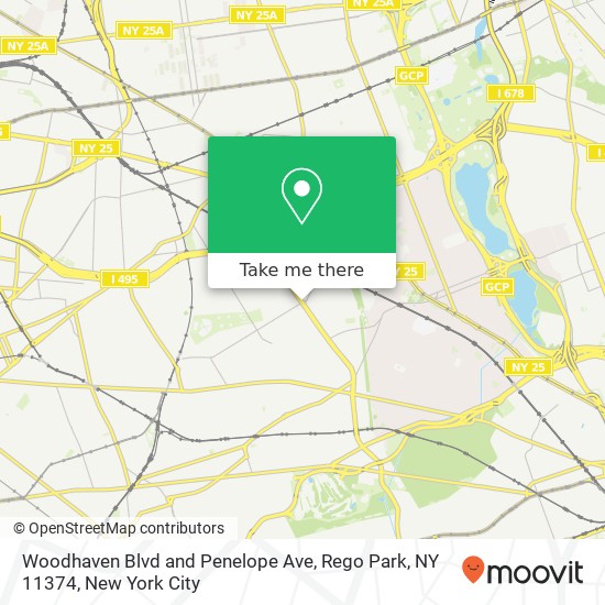 Mapa de Woodhaven Blvd and Penelope Ave, Rego Park, NY 11374