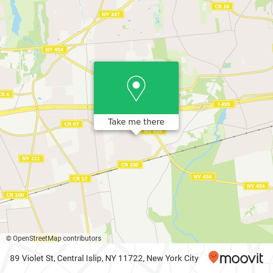 Mapa de 89 Violet St, Central Islip, NY 11722