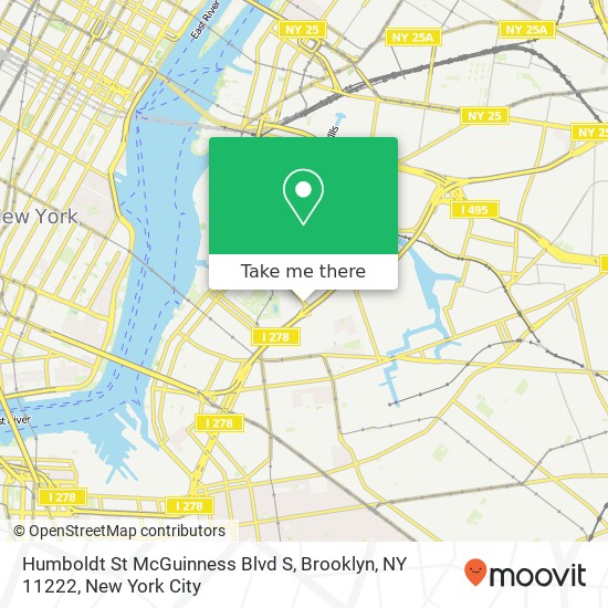 Mapa de Humboldt St McGuinness Blvd S, Brooklyn, NY 11222