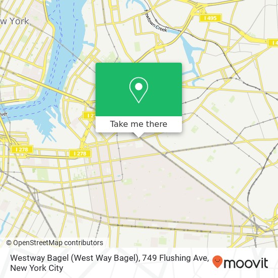 Mapa de Westway Bagel (West Way Bagel), 749 Flushing Ave