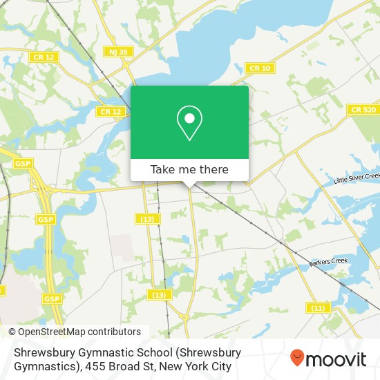 Mapa de Shrewsbury Gymnastic School (Shrewsbury Gymnastics), 455 Broad St