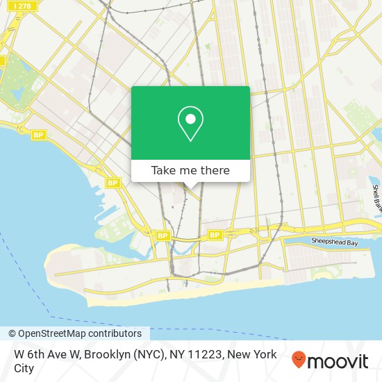 Mapa de W 6th Ave W, Brooklyn (NYC), NY 11223