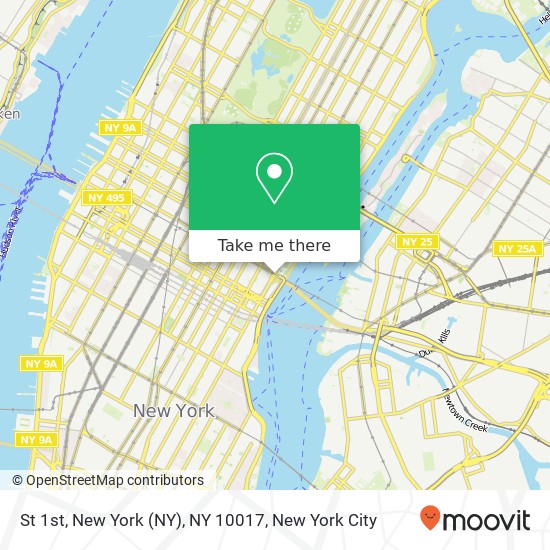 Mapa de St 1st, New York (NY), NY 10017