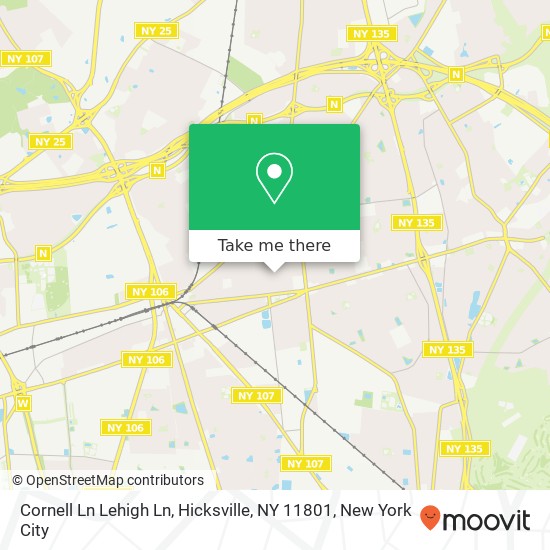 Mapa de Cornell Ln Lehigh Ln, Hicksville, NY 11801