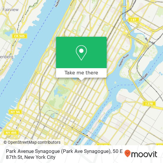 Mapa de Park Avenue Synagogue (Park Ave Synagogue), 50 E 87th St
