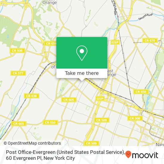 Mapa de Post Office-Evergreen (United States Postal Service), 60 Evergreen Pl