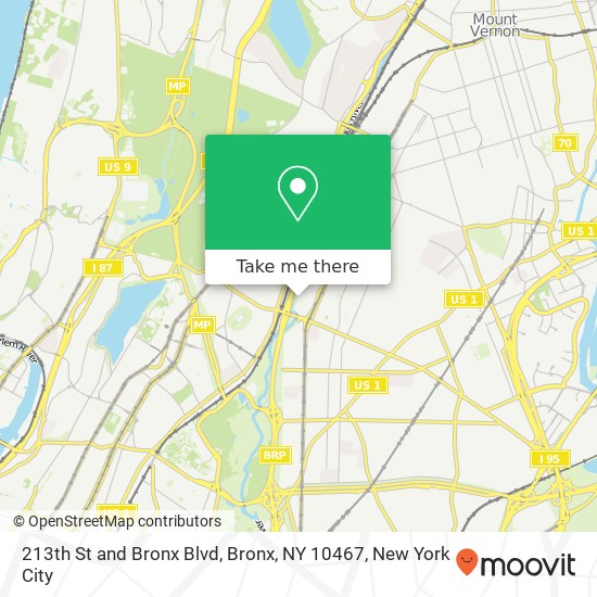 Mapa de 213th St and Bronx Blvd, Bronx, NY 10467
