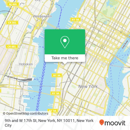 Mapa de 9th and W 17th St, New York, NY 10011