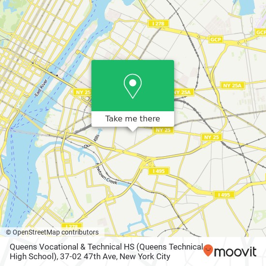 Mapa de Queens Vocational & Technical HS (Queens Technical High School), 37-02 47th Ave