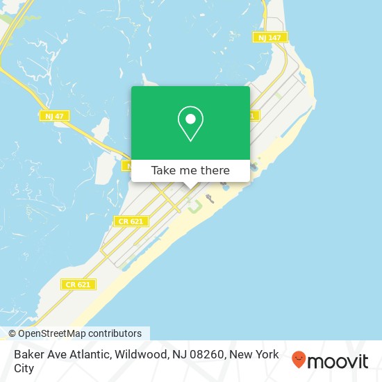 Mapa de Baker Ave Atlantic, Wildwood, NJ 08260