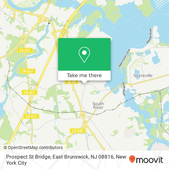 Mapa de Prospect St Bridge, East Brunswick, NJ 08816