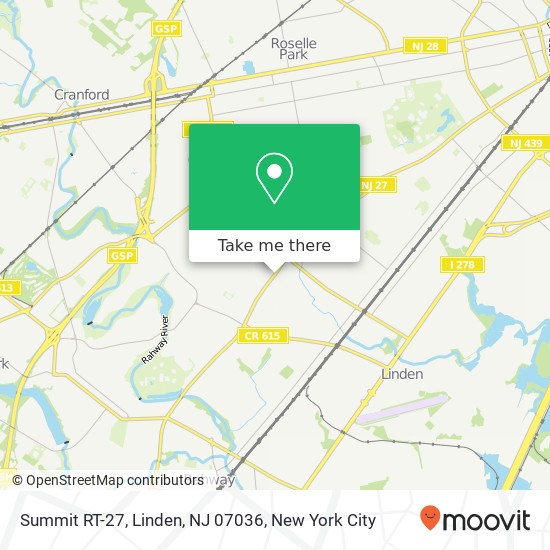 Mapa de Summit RT-27, Linden, NJ 07036