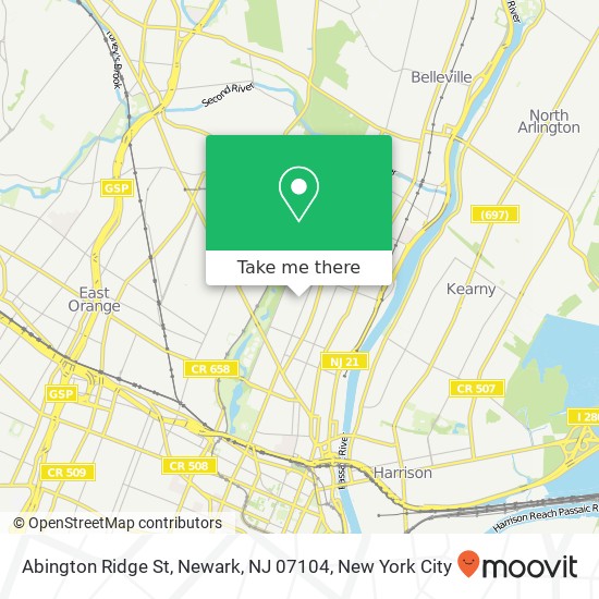 Mapa de Abington Ridge St, Newark, NJ 07104