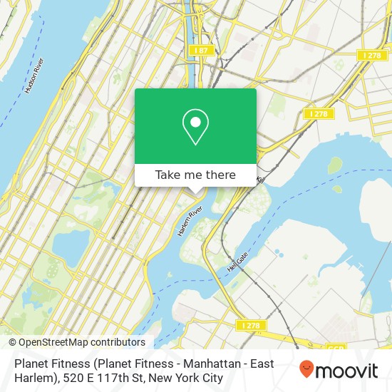 Mapa de Planet Fitness (Planet Fitness - Manhattan - East Harlem), 520 E 117th St