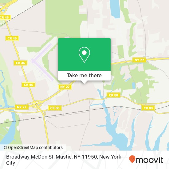 Broadway McDon St, Mastic, NY 11950 map