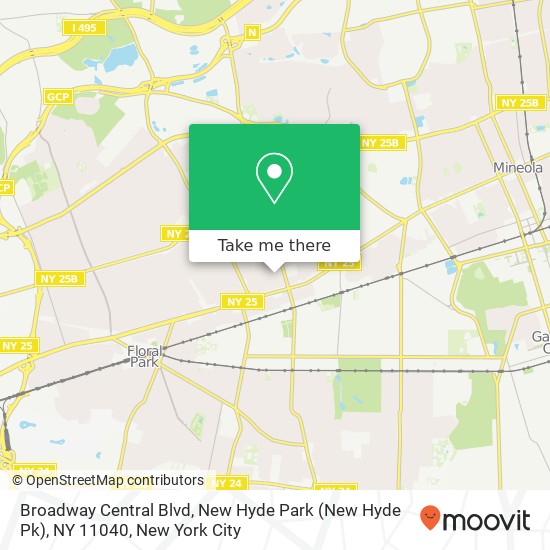 Mapa de Broadway Central Blvd, New Hyde Park (New Hyde Pk), NY 11040