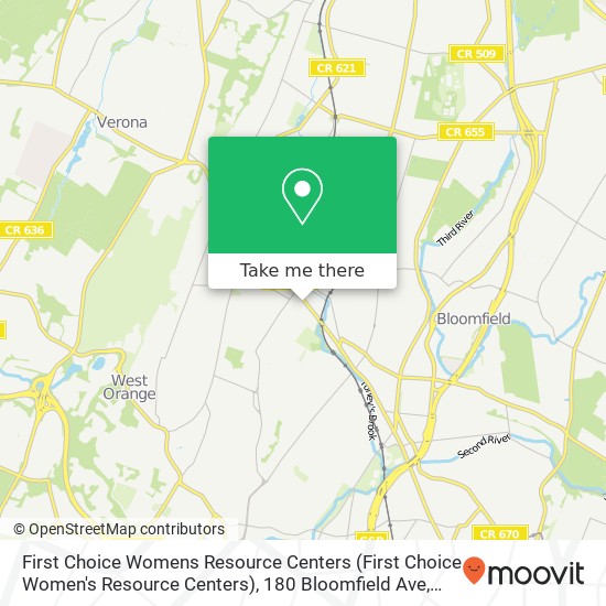 Mapa de First Choice Womens Resource Centers (First Choice Women's Resource Centers), 180 Bloomfield Ave