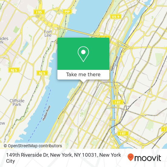 Mapa de 149th Riverside Dr, New York, NY 10031