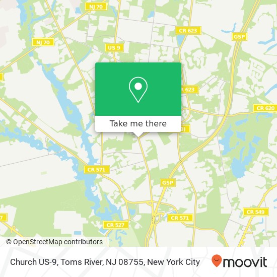 Mapa de Church US-9, Toms River, NJ 08755