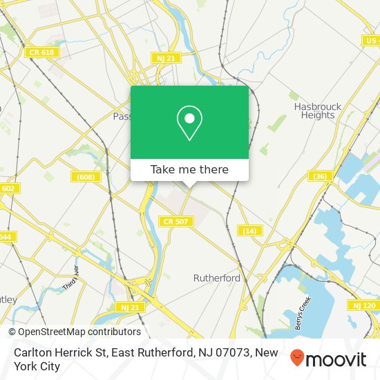Mapa de Carlton Herrick St, East Rutherford, NJ 07073