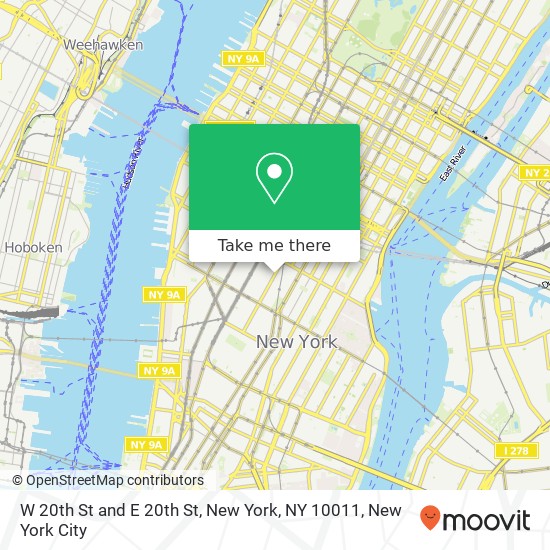Mapa de W 20th St and E 20th St, New York, NY 10011