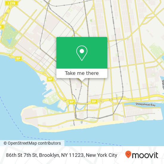 Mapa de 86th St 7th St, Brooklyn, NY 11223